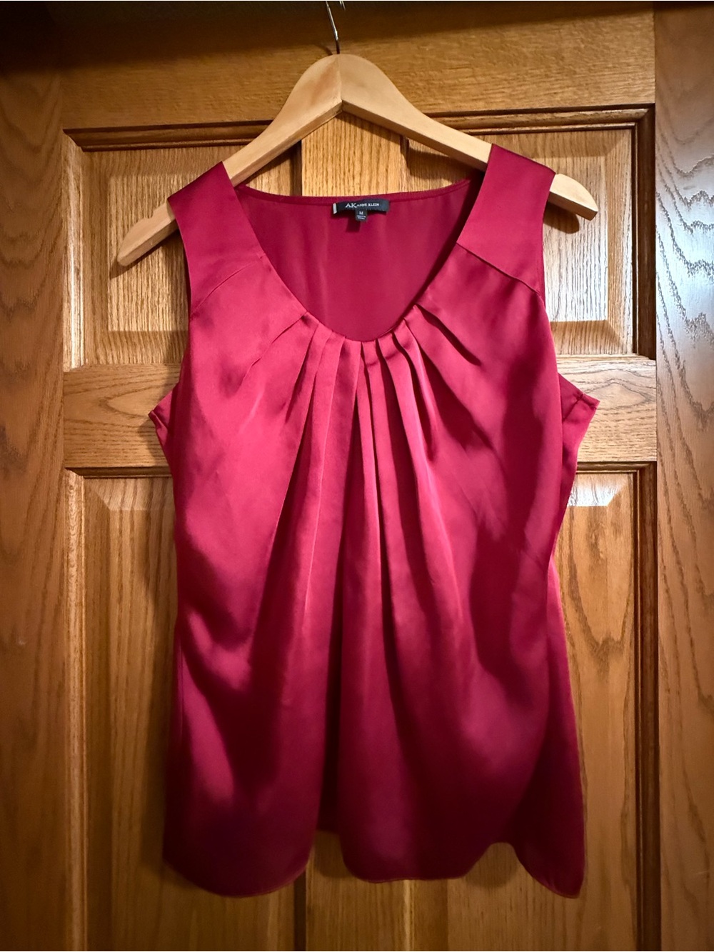 Anne Klein Crimson Pleated Satin Camisole - size medium
